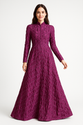 ✨Elegant Magenta Textured Long Gown – Women’s Evening / Party Wear