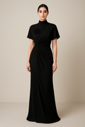 🖤 Elegant Black High-Neck Evening Gown