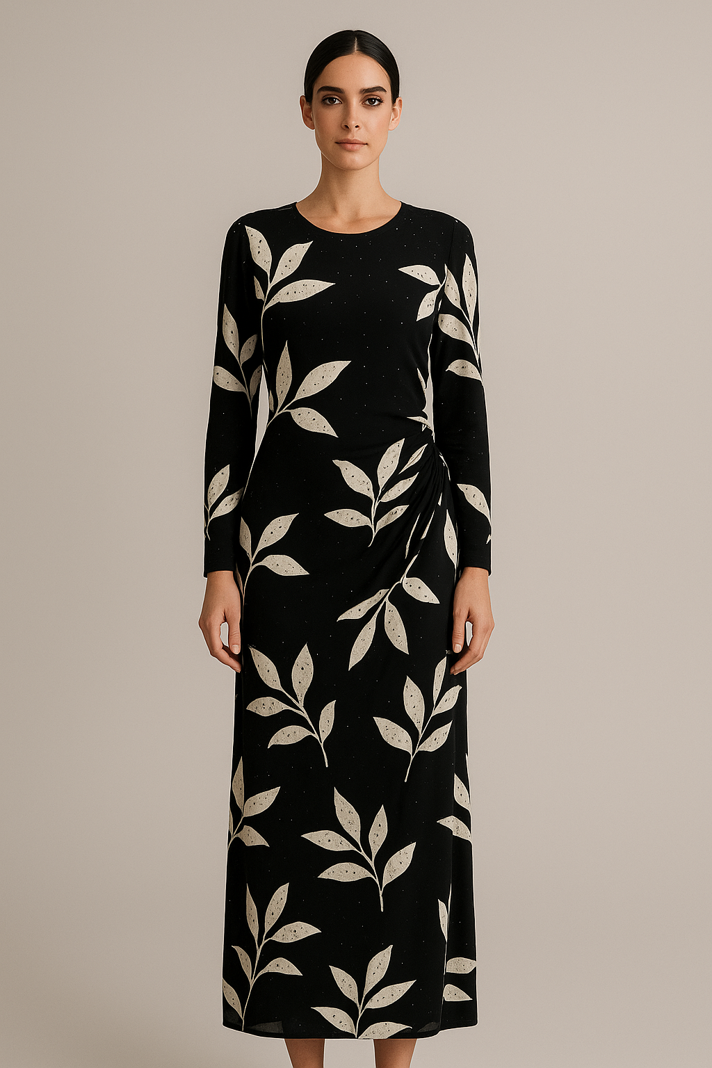 Midnight Botanica Long Sleeve Maxi Dress