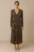 Leopard Print Wrap Maxi Dress