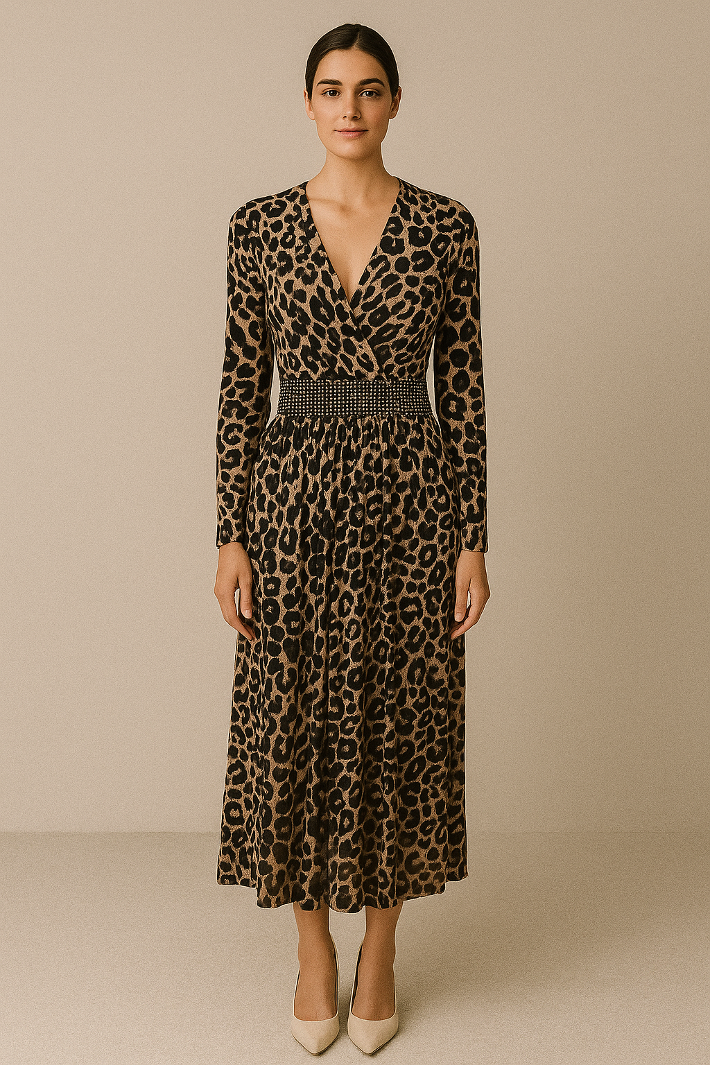 Leopard Print Wrap Maxi Dress