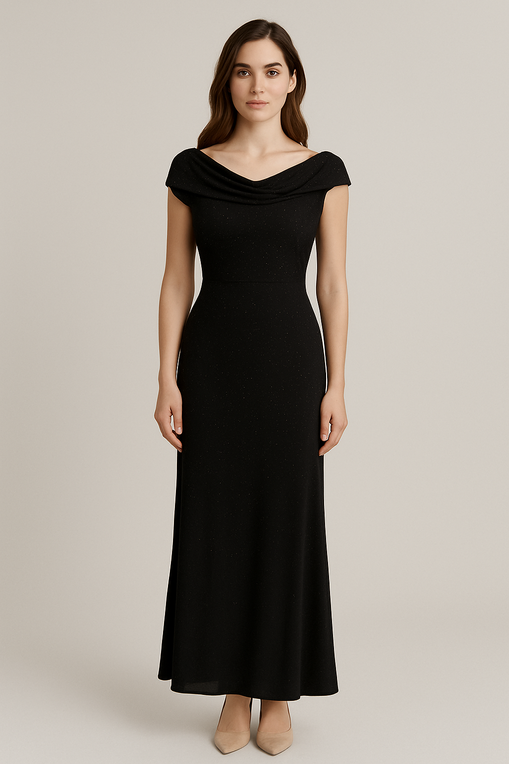 Elegant Black Shimmer Midi Dress